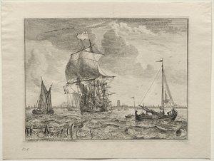 Meereslandschaft mit Amsterdam in der Ferne