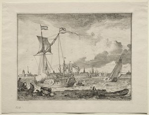 Ansicht von Amsterdam mit Schiffen im Vordergrund, 1701 von Ludolf Backhuysen