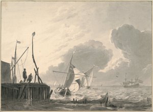 Hafen am Meer bei aufziehendem Gewitter