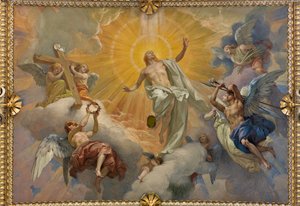 Cybo-Kapelle (nördlicher Arm des Querschiffs), Gewölbe: Auferstehung Jesu Christi von Ludovico Pogliaghi