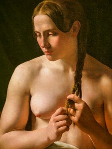 Eine Frau, die ihr Haar flechtet (Detail)