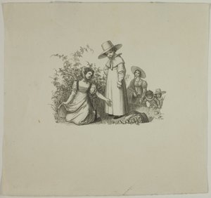 Familie mit Picknickkörben
