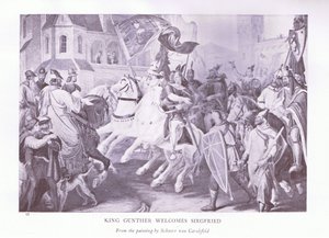 König Gunther begrüßt Siegfried von Ludwig Ferdinand Schnorr von Carolsfeld