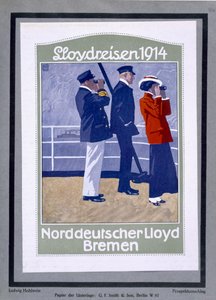 Plakat zeigt Kreuzfahrtschiffdeck