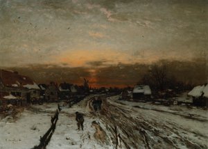 Winterlandschaft mit Sonnenuntergang