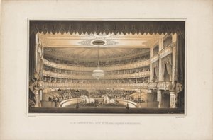 Innenraum des Reiterzirkustheaters in Sankt Petersburg, 1850