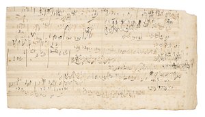 Autographes Musikmanuskript, ein Skizzenblatt für den langsamen Satz des Streichquartetts in C, Op. 59, Nr. 3, das dritte „Razumovsky“-Quartett, Wien, ca. 1806