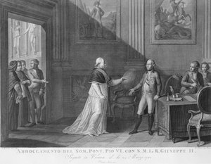 Interview zwischen Papst Pius VI. und Kaiser Joseph II. in Wien (Stich)