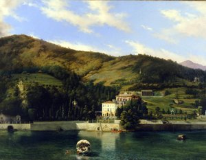 Villa am Comer See. Gemälde von Luigi Ashton