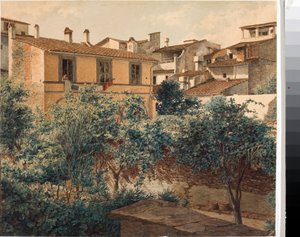 Ansicht von Häusern in Florenz (Aquarell, ca. 1825)