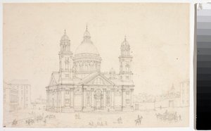 Ansicht der Basilika Santa Maria Assunta di Carignano in Genua (Zeichnung) von Luigi Garibbo