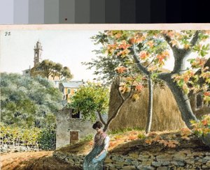 Ansicht der Kirche San Bartolomeo auf dem Berg Staglieno, Genua von Luigi Garibbo