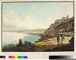 Ansicht des Stadtteils Sampierdarena westlich von Genua, vom Leuchtturm aus (Radierung, ca. 1813-1814)