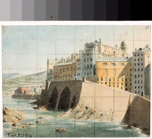 Ansicht der Mauern am Meer in Genua