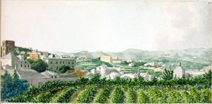 Ansicht über die Stadt Genua mit dem Glockenturm von Santo Stefano von Luigi Garibbo