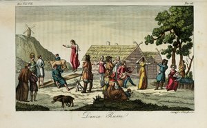 Russischer Tanz. Illustration aus Il costume antico e moderno o storia del governo von Giulio Ferrario, 1831 von Luigi Giarrè