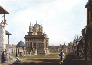 Kirche und Kloster der Heiligen Maria, Türkei. In „Ansichten in den osmanischen Herrschaftsgebieten, in Europa, in Asien und einigen Mittelmeerinseln“ nach den Originalzeichnungen von Luigi Mayer, London von Luigi Mayer