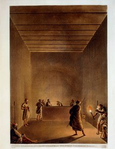 Ägypten, Raum und Sarkophag der Großen Pyramide von Gizeh, Gravur aus "Ansichten" von Luigi Mayer von Luigi Mayer