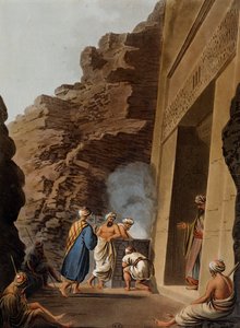 Eingang zur Grabkammer bei der Sphinx von Gizeh, Gravur von Luigi Mayer, aus Views in Egypt, Palestine and Other Parts of Ottoman Empire