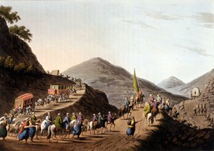 Exodus auf den Straßen der Balkangebirge - in „Views in the Ottoman Dominions, in Europe, in Asia, and some of the Mediterranean islands“ nach den Originalzeichnungen von Luigi Mayer, London