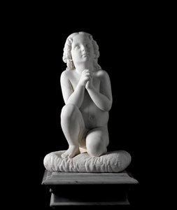 Kleiner Junge im Gebet Marmorskulptur von Luigi Pampaloni (1791-1847), ca. 1827. aus der Sammlung von Prinz Odon di Savoia.