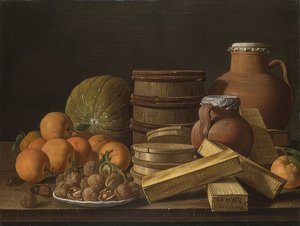 Stilleben mit Orangen und Walnüssen von Luis Egidio Melendez