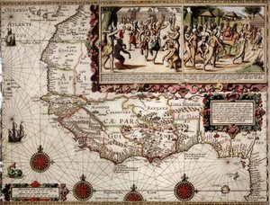 Geografische Karte von Guinea, erstellt von Kartograf Luis Teixera (um 1586) von Luis Teixeira