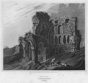 Innenansicht von Lindisfarn, Westende (Gravur) von Luke (after) Clennell
