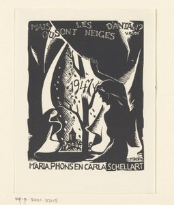 Neujahrswunsch für 1947 von Carla, Mária und Phons Schellart von M. Bosch
