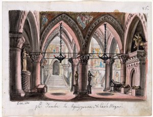 Bühnenbild für die Oper Ernani von Giuseppe Verdi von M. Conti