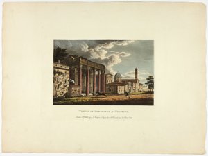 Tempel des Antoninus und Faustina, Platte sechsunddreißig aus den Ruinen von Rom von M. Dubourg