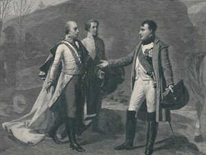 Treffen von Napoleon und Franz I. nach Austerlitz, 1805, 1896 von M. Haider