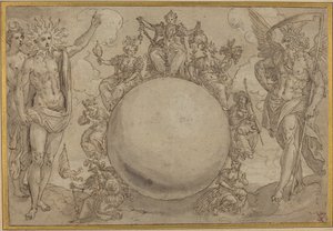 Apollo, Diana und die Zeit mit den zyklischen Wechselfällen des menschlichen Lebens von Maarten de Vos