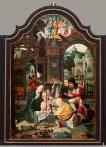 Triptychon. Maarten de Vos. 16. Jahrhundert. Altarbild geöffnetes zentrales Panel von Maarten de Vos