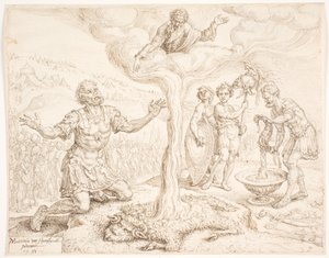 Gideon kniet im Gebet (Die Geschichte vom Tau und der Wollflocke) von Maarten van Heemskerck