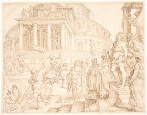 Josias befiehlt, die Pferde zu entfernen und die Sonnenwagen zu verbrennen von Maarten van Heemskerck