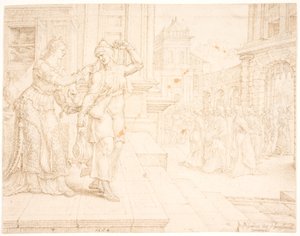 Judith bereitet sich vor, ins Lager der Feinde zu gehen von Maarten van Heemskerck