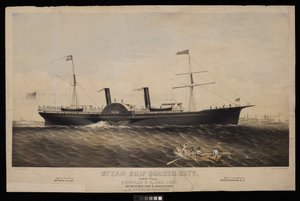 Dampfschiff Quaker City... Reguläre US-Postlinie zwischen New York & Charleston W H West, Kommandant von Macoy & Herwig