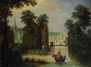 Flusslandschaft mit der Flucht nach Ägypten, 1616 von Maerten Ryckaert