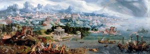 Panoramafantasie mit der Entführung der Helena, 1535