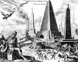 Die Pyramiden von Ägypten, Platte 1 aus Die acht Weltwunder, eng. Philips Galle