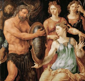 Vulkan überreicht Thetis den Schild für Achilles