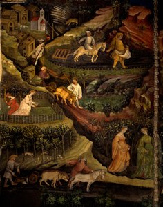 Arbeit auf den Feldern, Detail aus dem Monat Oktober, Zyklus der Monate