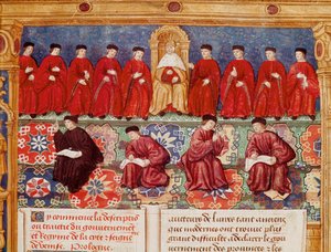 Der Rat der Zehn Der Doge ist in der Mitte. (Detail) von Maitre de Philippe de Gueldre
