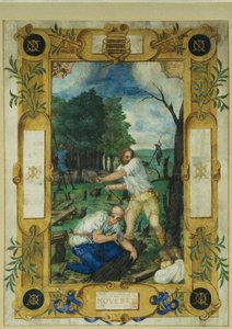 Kalenderseite für November, Baumfällen, aus einem Stundenbuch, ca. 1550-60 von Maitre des Heures de Claude Gouffier