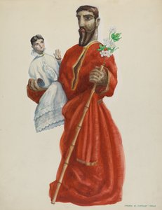 Geschnitzter und bemalter Santo - San Jose, ca. 1938 von Majel G. Claflin