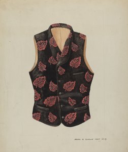 Bestickte Samtweste, ca. 1937 von Majel G. Claflin