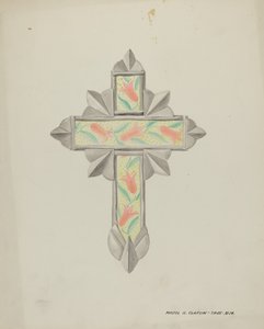 Zinn- und Tapetenkreuz, ca. 1937 von Majel G. Claflin