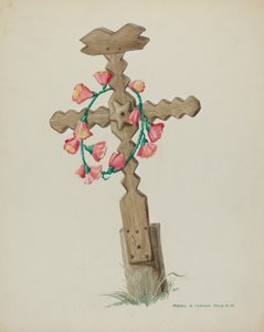 Holzkreuz als Grabstein handgefertigt von Majel G. Claflin