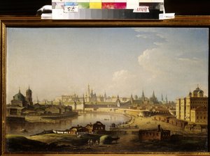 Ansicht des Kremls und des Waisenhauses in Moskau.